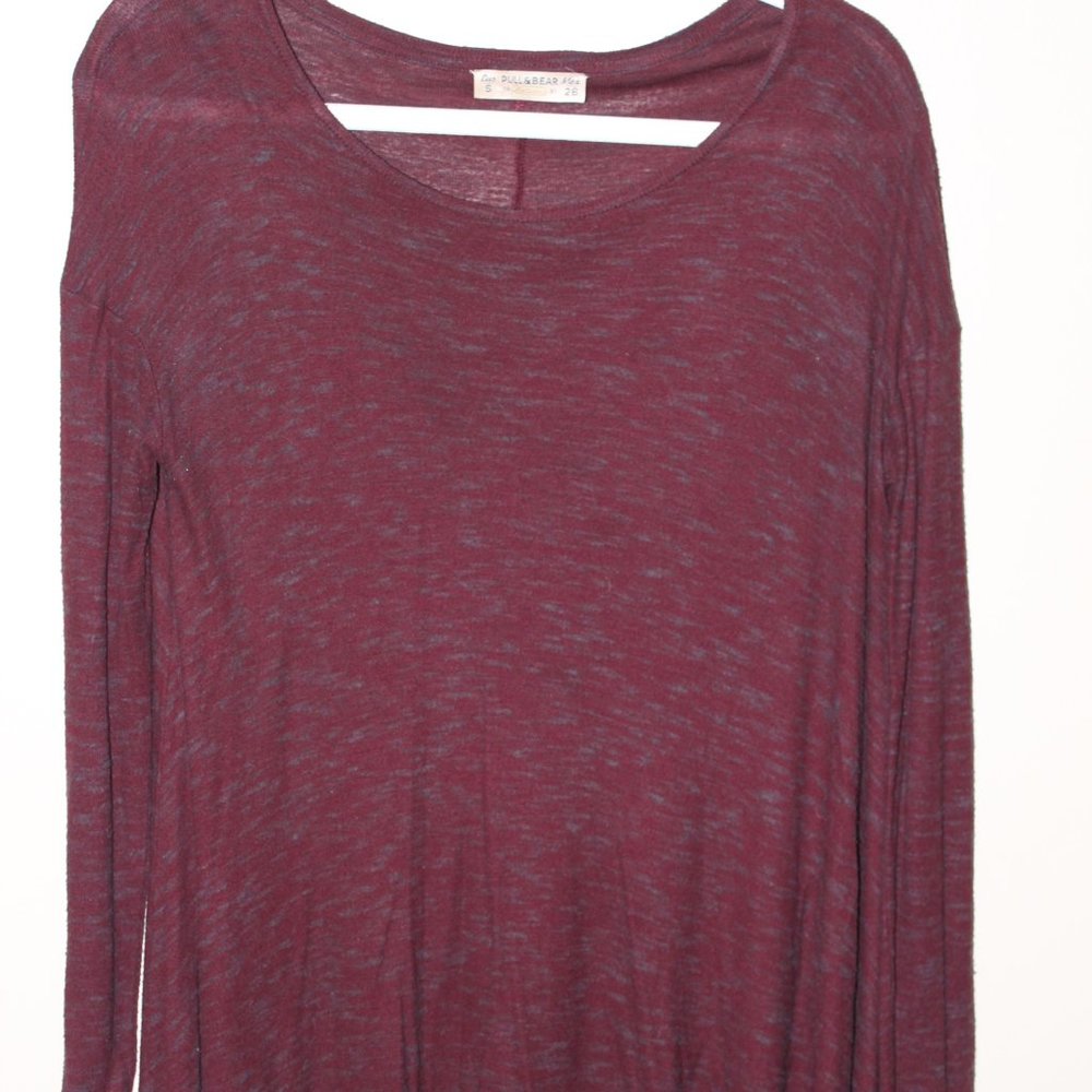 Pull & Bear Long Sleeve Maroon Dress